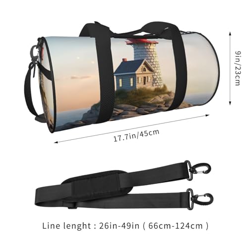 3D Seaside Lighthouse Duffle Bag for Women Men Personal Item Travel Bags Canvas Weekender Overnight Bag Lightweight Sports Tote Gym Bag Carry On Luggage Bag4