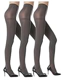 ZIHUA 3 Pairs Opaque 40 Denier Grey Tights for Women, Control Shaping Ladies Tights(Grey, L)