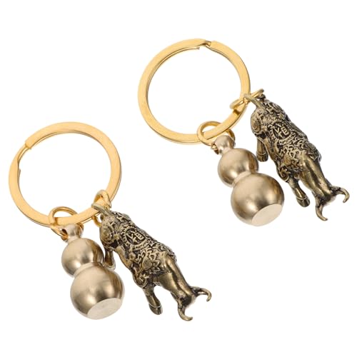 Lista de Cenisero del mes. 46 NOLITOY Llavero de Latón Puro Colgante de Buey y Calabaza 2 Piezas Juego Zodiacal Decorativo para Obsequio de Año Chino y Amuleto de Buena Suerte