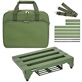 GOKKO Tabla de pedales para guitarra de aleación de aluminio, 35 x 28 cm, con soporte para fuente de alimentación, incluye bolsa de transporte y correas de fijación (verde, GKA-14GN)