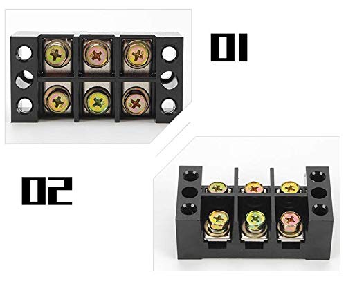 Bloque de terminales TB-6003L de 3 posiciones con cubierta protectora para conexiones de 60A 6