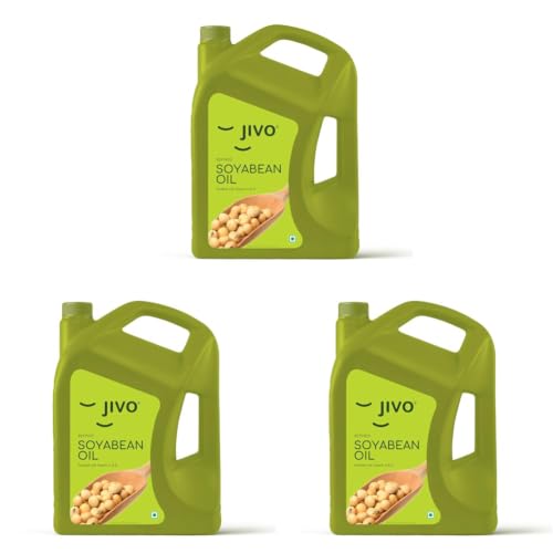 Image of Jivo Cooking Edible Soyabean Oil 5 Litre | High in Omega-6 PUFA | Contains Tocopherols Natural Antioxidant | Suitable for Daily Cooking | (Pack of 3)