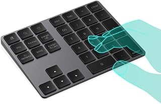 IKOS Bluetooth Numeric Keypad, Rechargeable Wireless Keyboard with Multiple Shortcuts 34-Keys numeric keypad for Macbook/iPad/Laptop/PC/iphone Compatible with Surface Pro Windows Android iOS