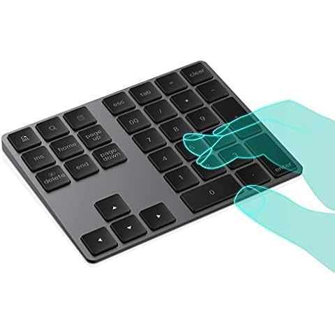 IKOS Bluetooth Ziffernblock, Kabellose Schnurlose Nummernblock, Wireless Keypad Numpad mit 34 Tasten für PC, Laptop, MacBook, Tablet,Windows/MacOS/Android Cover