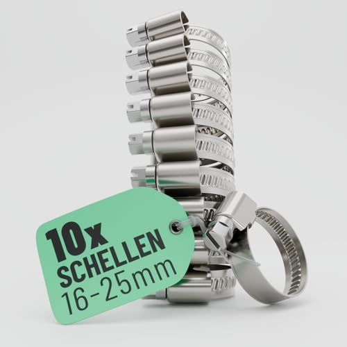 Greate 10x Schlauchschellen Edelstahl 16-25 mm
