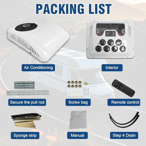 RV Air Conditioner with Heat 12V 9500BTU Universal Rooftop AC Unit Rv Air Conditioner Heater,Quiet 12 Volt Camper A/C Unit, 2 In 1 Heating & Cooling Mode For Car, Truck, Trailer, Boat, Caravan - Image 7