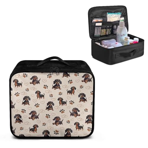 Image of Gomyblomy Dachshund Dogs First Aid Kit Bag Portable First Aid Kit Bag Empty for Travel Business Medium Emergency Kits Medicine Storage Bags for Home Cars Outdoor Activities