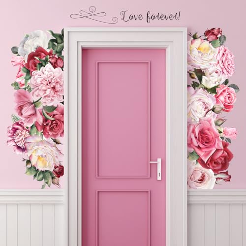 Vinilos decorativos flores rosas 2 hojas removibles miniatura 5