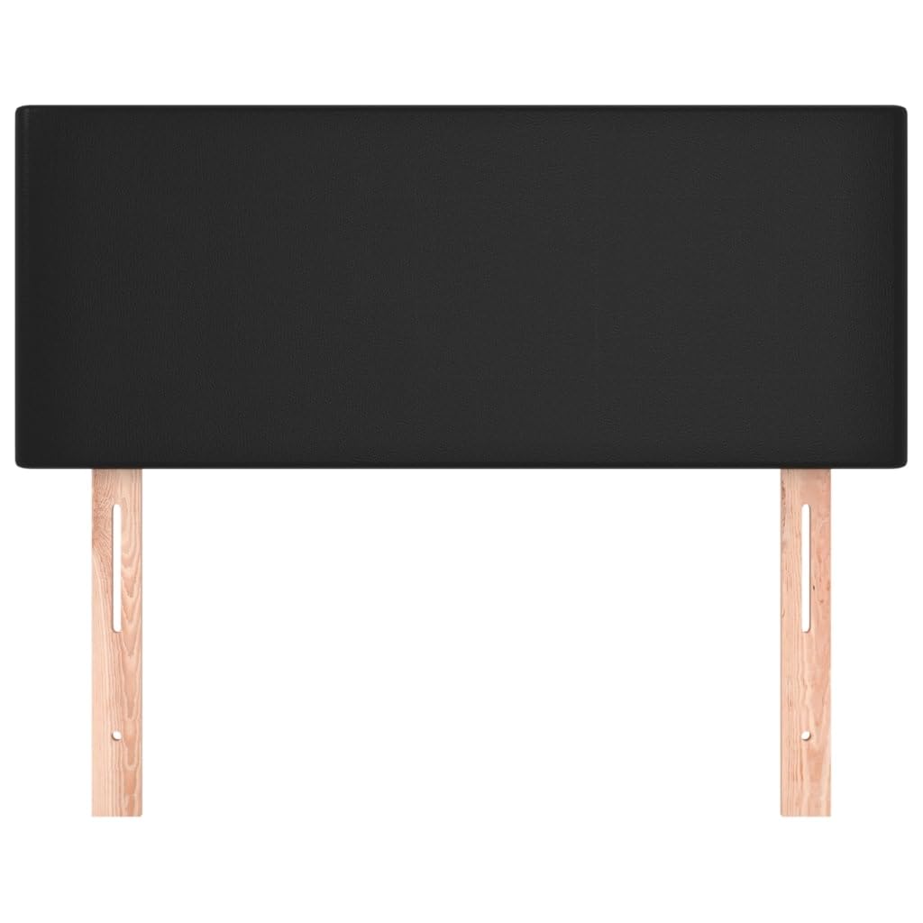vidaXL Cabecero Cama Tapizado Acolchado Antimancha Protector Cubierto Elástico Prueba Polvo Funda Dormitorio de Cuero Sintético Negro 90x5x78/88 cm