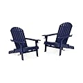 Christopher Knight Home Celeste Outdoor Acacia Wood Folding Adirondack Chairs (Set of 2), Navy Blue