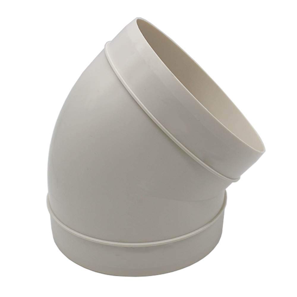 Kair Men's White 45 Degree Elbow Bend 150Mm - 6 Inch Round Plastic Ducting Joint To Connect Round Duct Pipe Or Flexible Hose