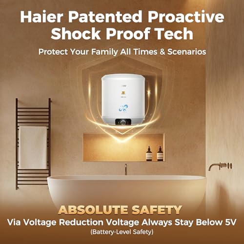 Image of Haier Precis Water Geyser 25 Litre 5 Star Rated Water Heater|Pipe Free Installation Abs Body Temperature Control Shock Proof Glasslined Tank|8 Safety Levels|High Rise Compatible|Bacteria Proof System