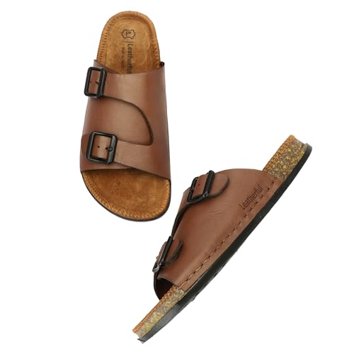 Image of Leatherful Men's premium leather slipper | Genuine Leather upper | Suede Leather Insole | PU sole | Stylish flip flop for men |