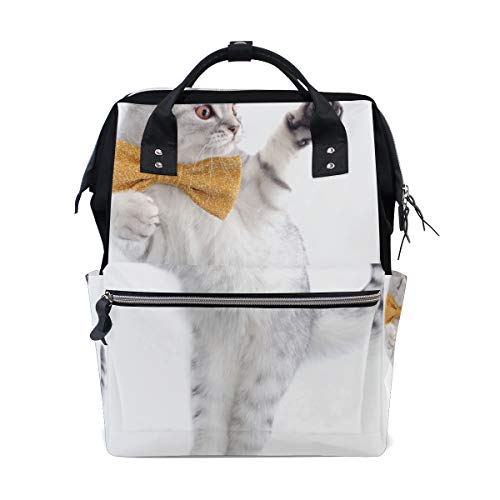 Tie Ribbon Cute Funny Cat Große Kapazität Windel Taschen Mummy Rucksack Multi Funktionen Wickeltasche Tasche Handtasche Für Kinder Babypflege Reise