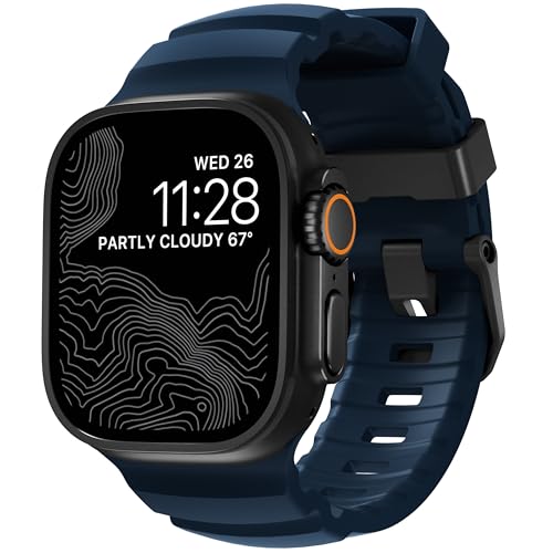 NOMAD Apple Watch�X�|�[�c�o���h ���b�L�[�|�C���g�A�g�����e�B�b�N�u���[ - 45/49mm Apple Watch�o���h �u���b�N�`�^���n�[�h�E�F�A�t�� �`���I�Ȋ���Apple Watch�o���h �j�����p - Apple Watch U