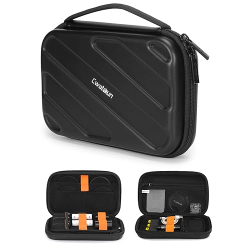 Cwatcun Hard Shell Lens Filter Case, Camera Accessories Organizer Travel Case, Hardshell Waterproof Double Layers All-in-One Electronic Organizer for ND UV CPL Filter Pouch, Power Bank, SD Card