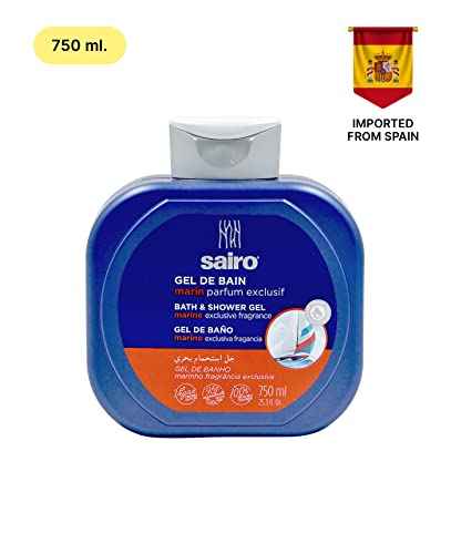 Sairo 95% Natural marine Bath and Shower Gel [Imported from SPAIN] (750 ml) Deeply Nourishing Shower gel Body Wash Moisturizers For Softer, Smoother Skin, Suitable for All Skin Types for Men and Women