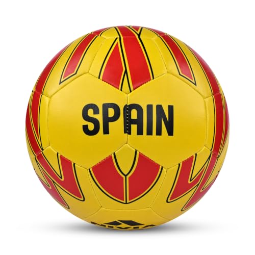 Image of Nivia Kross World Football (Spain) Training Ball, 32 Panels, Durable Rubber Hand-Stitched, Latex Bladder, As Per AIFF Standards, to Play On Both Natural and Artificial Grass (Size - 5, Multicolor)