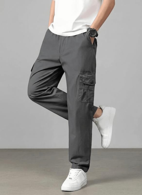 Image of Men's Cotton Cargo Pants | Stylish Multi-Pocket Casual Look-