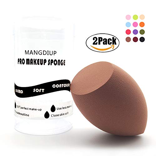 MANGDIUP Cosmetics Beauty Sponge Blender 2Pack - Latex Free And Vegan Makeup Sponge - For Powder, Cream Or Liquid Application (brown)