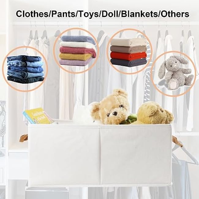 Pack of 3 Large Capacity Storage Bins Closet Organizer System, Sturdy Foldable Storage Boxes for Organizing Clothing, Sheets, Toys, Books - Shelf Organizer Shelves Basket Storage Bin