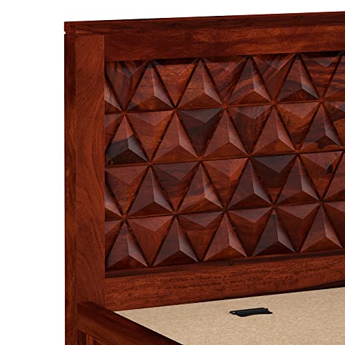 Image of STRATA FURNITURE Solid Sheesham Wood Navis King Size Bed with Box Storage | Palang Cots Wooden Double Beds | Ideal Furniture for Living Room Bedroom and Hotel (Honey Finish)