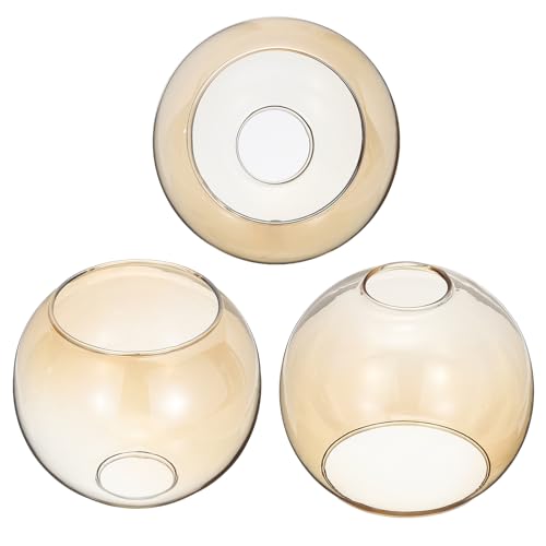 Image of PATIKIL 6 Inch Amber Color Glass Globe Shades Replacement, 3pcs Handmade Glass Lamp Shade Lampshade Light Fixture with 1-5 /8 inch Fitter for Chandelier Pendant Light Wall Sconces