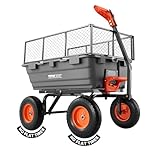 VEVOR Chariot de Jardin Basculant Max. 544 kg Chariot à Benne Basculante PP pour Transport de Bois Plantes Terre, Ridelles Amovibles, Poignée 2 en 1 Tractable, 4 Roues Increvables, Basculement à 90°