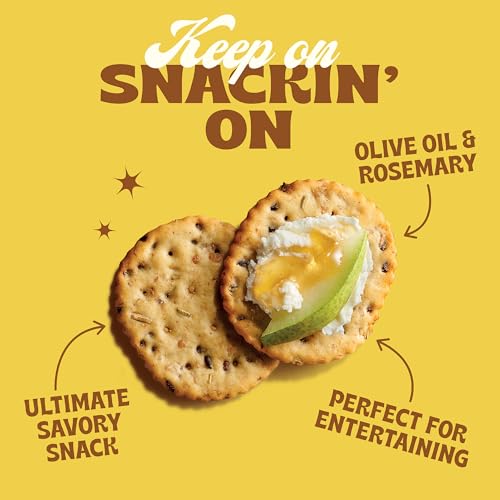 Image of Back to Nature Rosemary & Olive Oil Stoneground Wheat Crackers, Non-GMO, Plant-Based Snack Cracker, Made with Whole Grains & Flax Seed, 5oz Box (Pack of 2)