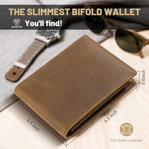 Men's Wallet Genuine Full Grain Leather RFID Blocking - Gift Box Ready Slim Bifold Wallets for Business & Travel Black4