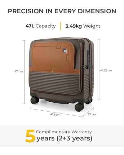 Image of EUME Overnighter Pro 18 inch Cabin & Classic 75cm Check-in Luggage Set, Polycarbonate (PC) Trolley Bags with Laptop Sleeve, 8 Hinomoto Wheels, Espresso & Cambridge Brown