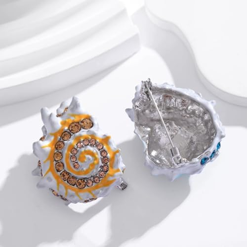 Image of Enamel Conch Shell Brooch for Women Snail Brooches Lapel Pin Elegant Dress Accessories Mother's Day Gift