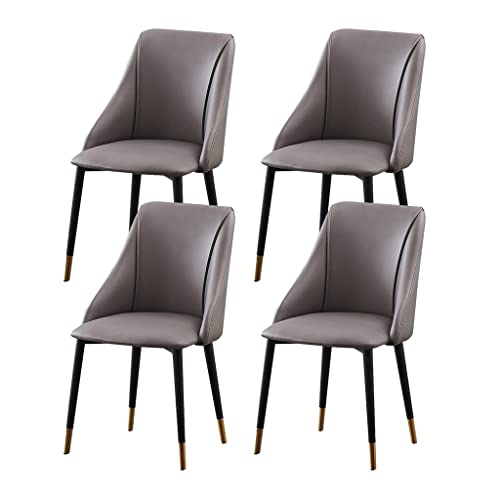 SJIALEN 4pcs Kitchen Dining Chairs, with Metal Legs Counter Chairs Living Room Bedroom Lounge Water Proof PU Leather Side Chair Kitchen Chair (Color : Grey)