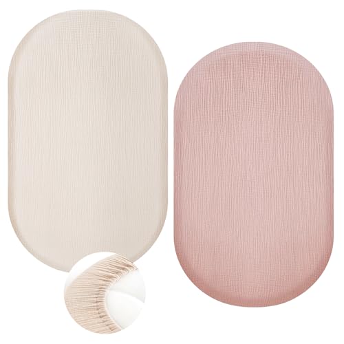 Draps-Housses pour Couffin,2 pièces 81 * 43 CM Drap Housse en Mousseline pour Bébé,Drap-Housse pour Bébé,Draps-Housses pour Berceaux pour...