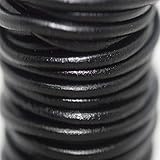 Dicke 5mm Lederriemen,Lederband Rund 5mm Echtes Leder,Vollleder, Ab 1 Meter bis 20 Meter in einem Stück (Schwarz, 1)