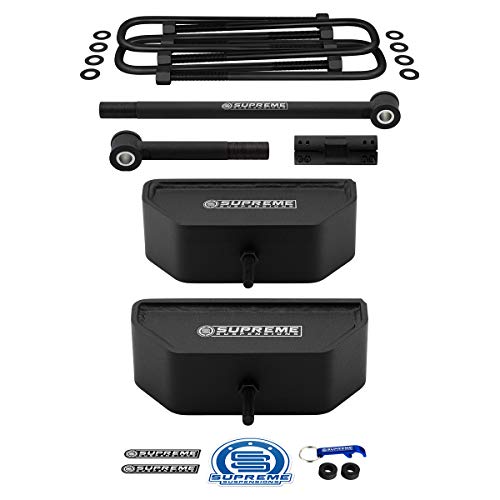 Supreme Suspensions - 3.5 Inch Front Leveling Kit For 1999-2004 Ford F250 F350 Super Duty 4WD | US Patent Pending Lift Blocks + U-Bolts Front Lift Kit with Adjustable TrackBar