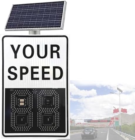 Solar-Powered Radar Speed Sign, Waterproof, 300m Detection Range, Displays Speed for 4 Lanes, 60x90cm Traffic Safety Solution, Enhance Road Safety
