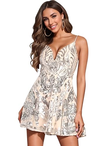 Image of Figdaw Adjustable Straps Rhinestone Bodycon Dress for Women Special Occasions