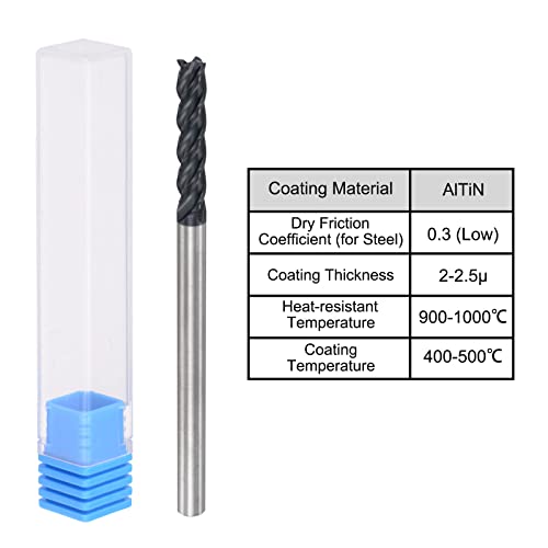 Image of uxcell Square Nose End Mill, 6mm Tip Dia Solid Carbide AlTiN Coated CNC Router Bits 4 Flute Spiral Milling Cutter HRC45 with 6mm Shank 100mm (4-inch) Length
