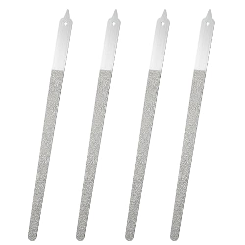 4 Pack Diamond Deb Nail File - Double Sided Stainless Steel Metal Nail Filer for Natural Nails - Professional Manicure Pedicure Tool with Sharp Tip for Women Men (6 Inch)