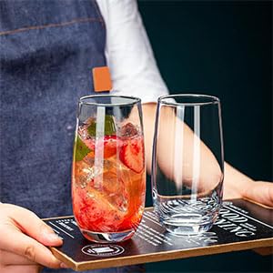 Image of bellemax 300 ML Premium Juice Glasses Drinking Glasses,Highball Lead-Free Glasses,Tumblers for Water,Juice,Beer,Cocktail and Mixed Drinks - 6 Pieces,Transparent (BM-05)