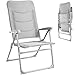 LIFERUN Campingstuhl Faltbar Leicht, Aluminium Hochlehner Gartenstuhl gepolstert, Verstellbar Klappstuhl mit Armlehnen und Kopfstütze, Balkonstuhl bis 150kg, Klappsessel Garten Terrasse Angel