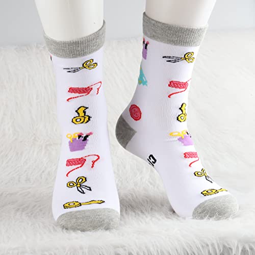 MBMSO 2 Pairs I'd Rather be Crafting Socks Crafty Gifts for Women Funny Crafting Gifts for Crafting Lover Crafter Gifts Socks4