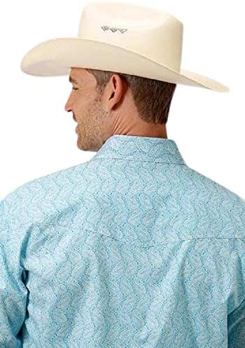 Men's Turquoise Paisley Western Shirt Tall Men 2XL