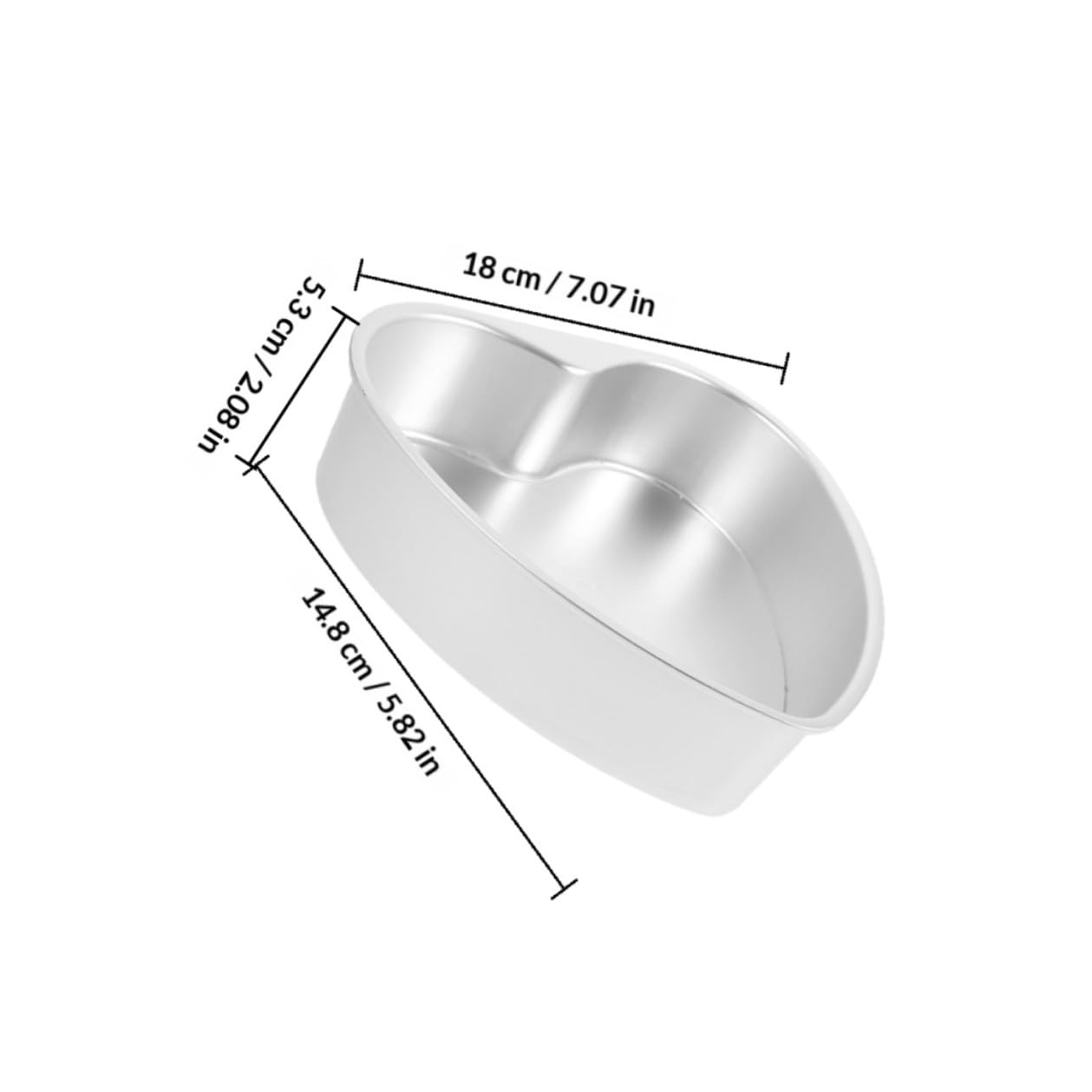 Amosfun Moldes para Hornear en Forma de Corazón de Aluminio 18 Cm con Fondo Desmontable 2 Piezas para Pasteles, Tartas y Brownies, Aptos para Horno y Eventos Obsequios