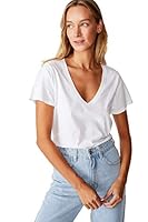 COTTON ON The One Fitted V Tee, White, XS