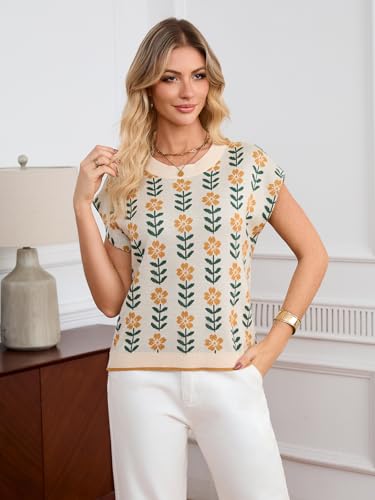 Image of GREAIDEA Womens Sleeveless Sweater Vest Crewneck Cap Sleeve Knit Tops Trendy 2026 Summer Spring Business Casual Shirts