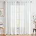 jinchan Linen Curtains for Living Room Bedroom Light Filtering Semi Sheer Curtains Boho Farmhouse French Country Cottage Core Decor Window Drapes Back Tab 84 Inch Length Laced Off White