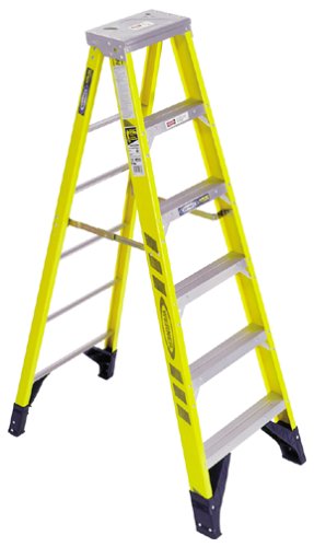 Werner7306 stepladders, 6' Length, 25" Base Width, 7.5" Height, Yellow