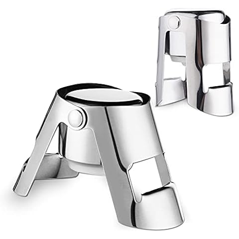 2 Stück Sektverschluss Champagne Bottle Stoppers, Anti-Leckage Sektflaschenverschluss Edelstahl Vakuumverschlusskappen für Weinsammlung, Wein, Champagner, Beer Saver Sealer Cover